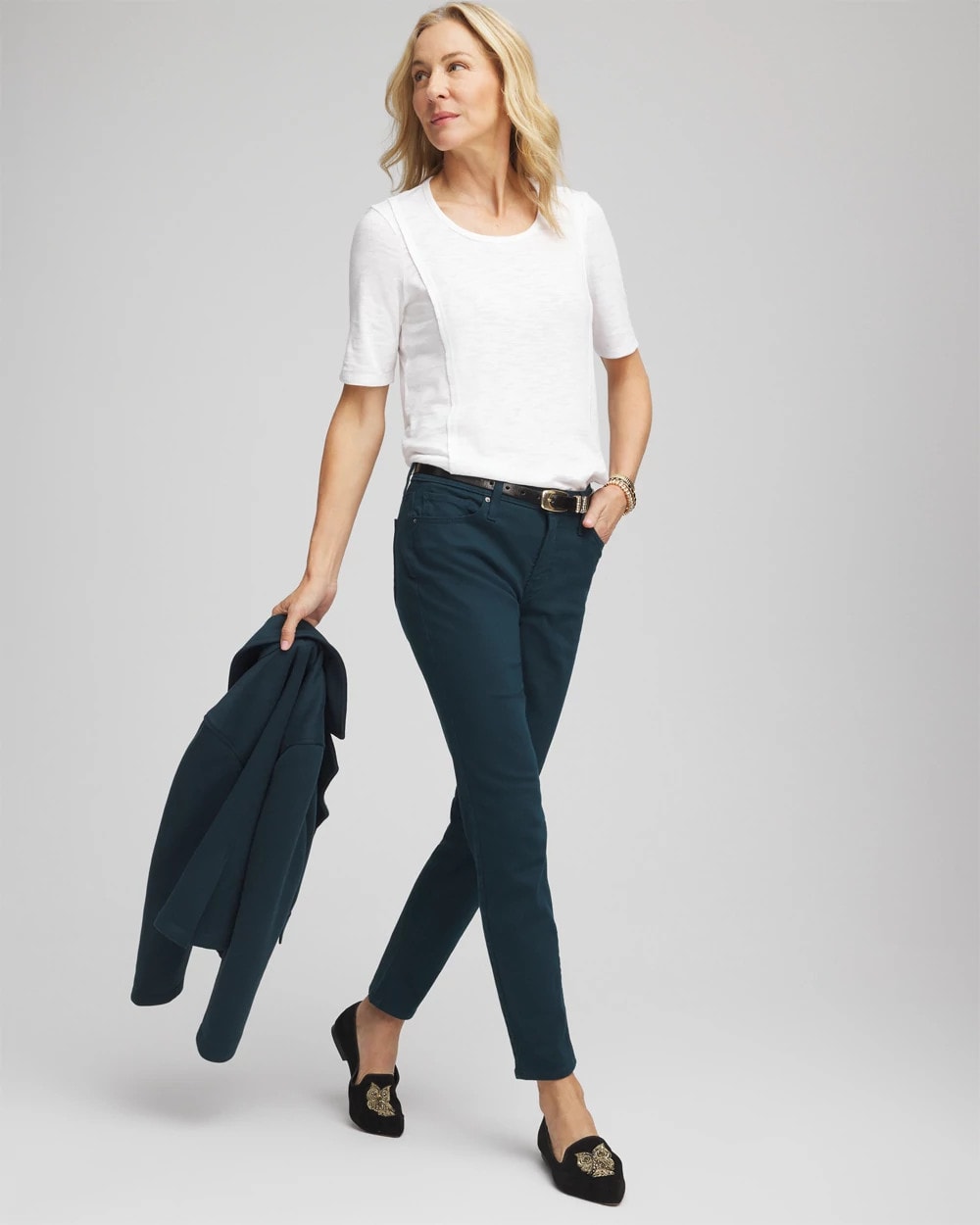 Slub Paneled Elbow Tee - Chico's