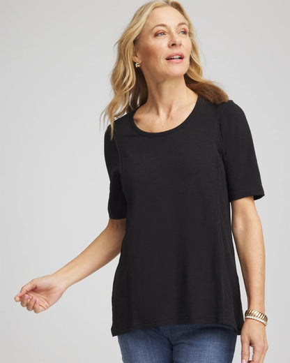 Slub Paneled Elbow Tee - Chico's