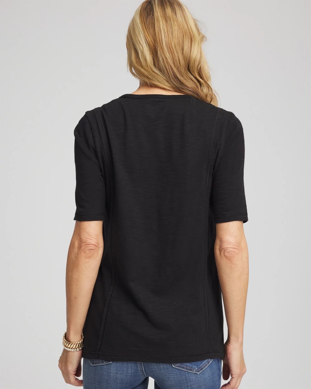 Slub Paneled Elbow Tee - Chico's