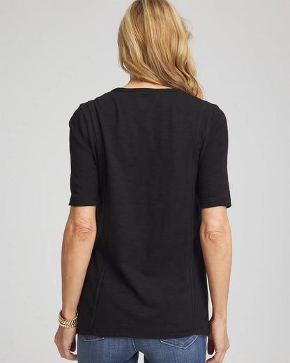 Slub Paneled Elbow Tee - Chico's