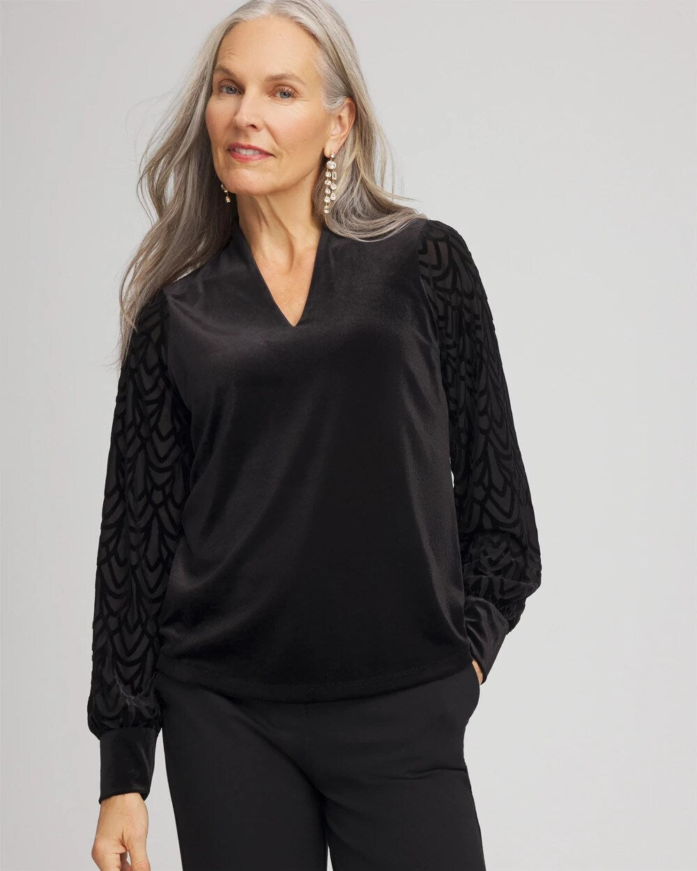 Art Deco Velvet Burnout Top - Chico's