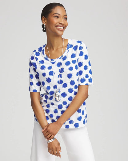Polka-Dot Slub Short Sleeve Tee - Chico's