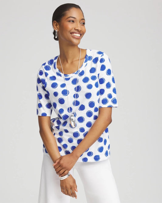 Polka-Dot Slub Short Sleeve Tee - Chico's