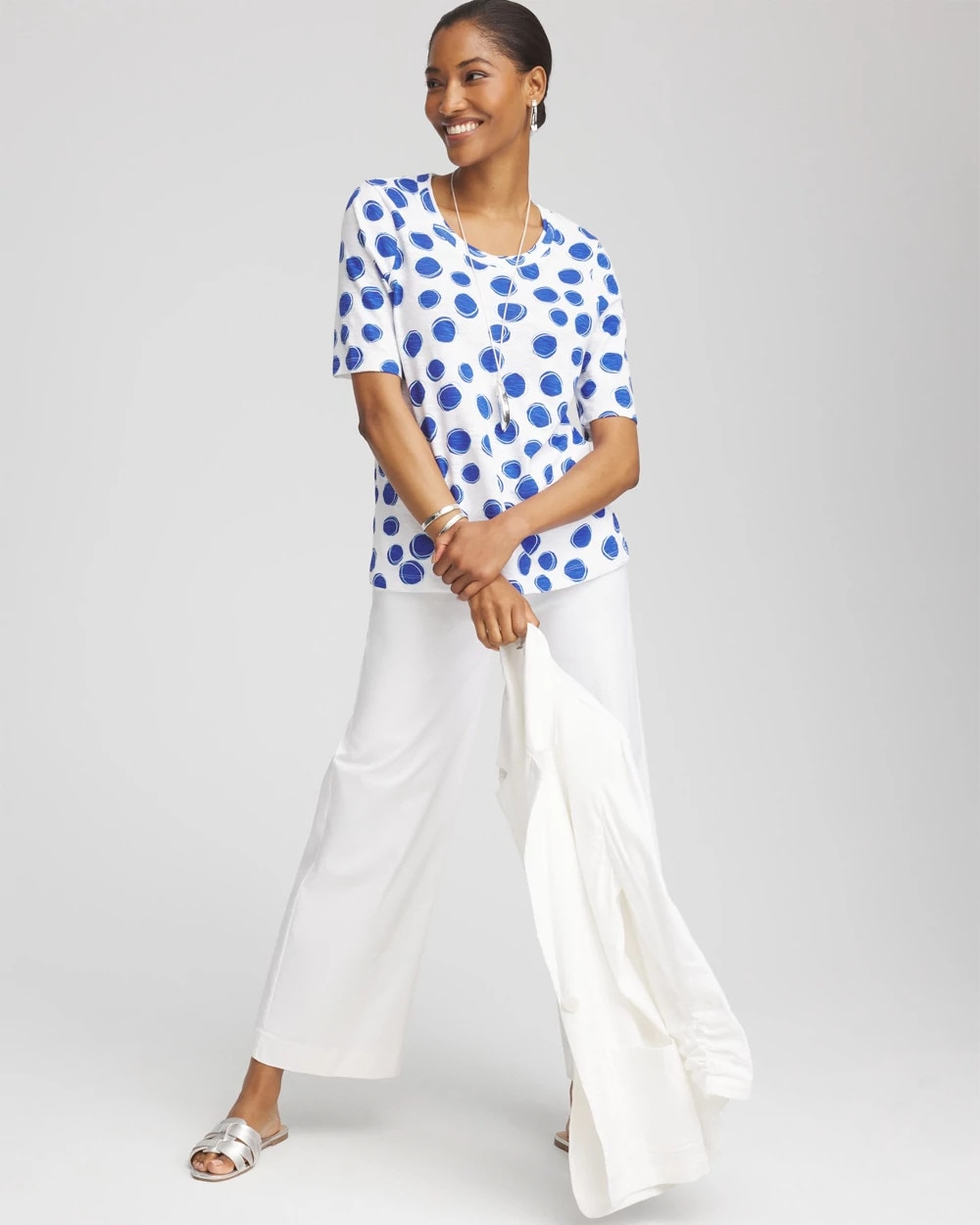 Polka-Dot Slub Short Sleeve Tee - Chico's
