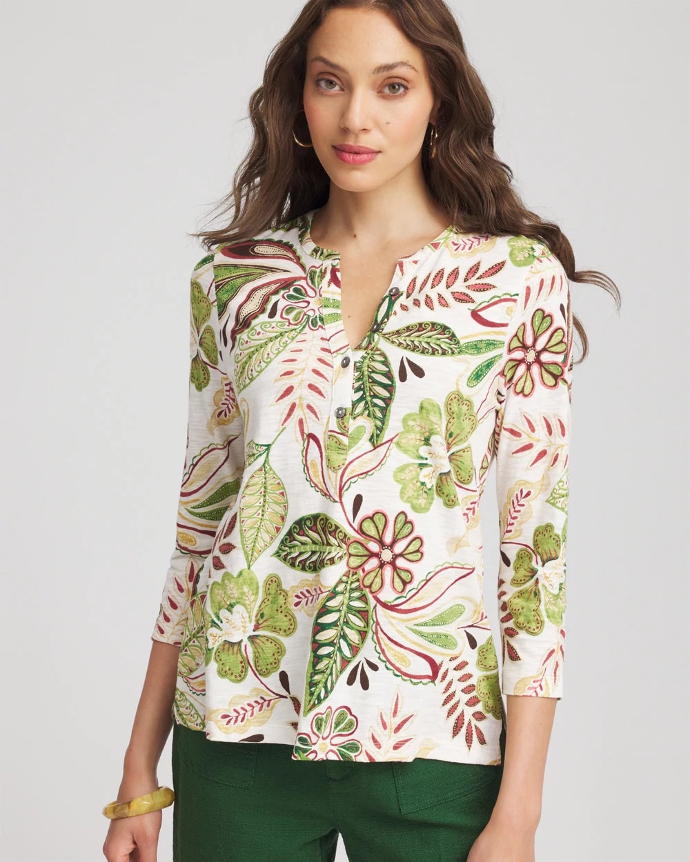 Tropical Cotton Slub Henley Shirt - Chico's