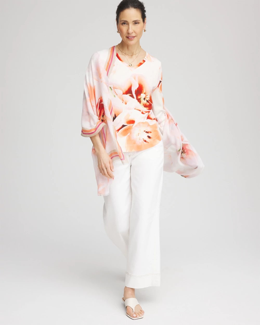 Tropical Floral 3/4 Sleeve Tee - Chico's