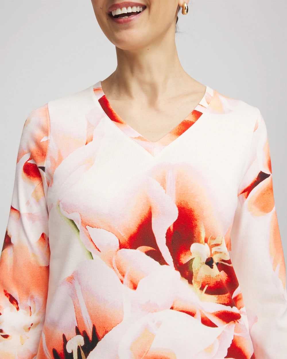 Tropical Floral 3/4 Sleeve Tee - Chico's