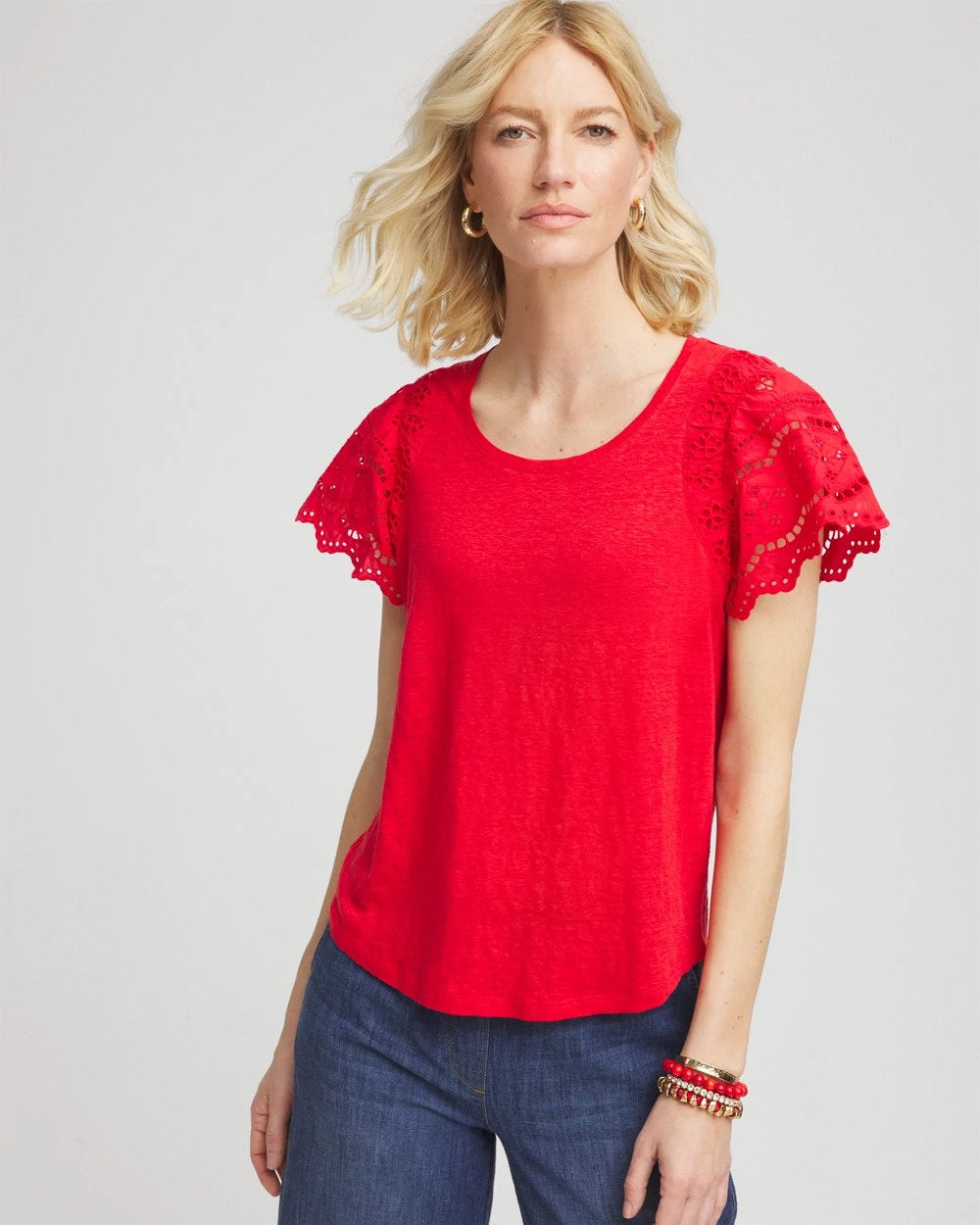 Linen Embroidered Lace Tee - Chico's