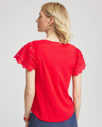 Linen Embroidered Lace Tee - Chico's