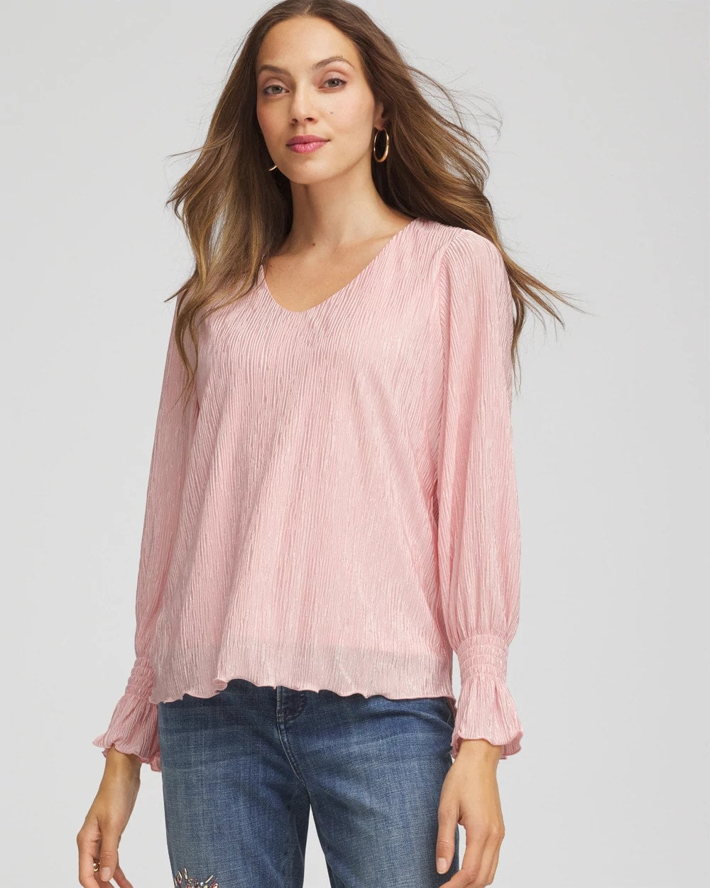 Crinkle Bodre Voop Neck Top - Chico's