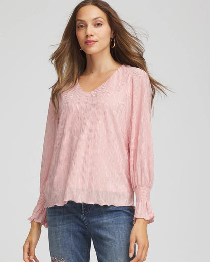 Crinkle Bodre Voop Neck Top - Chico's