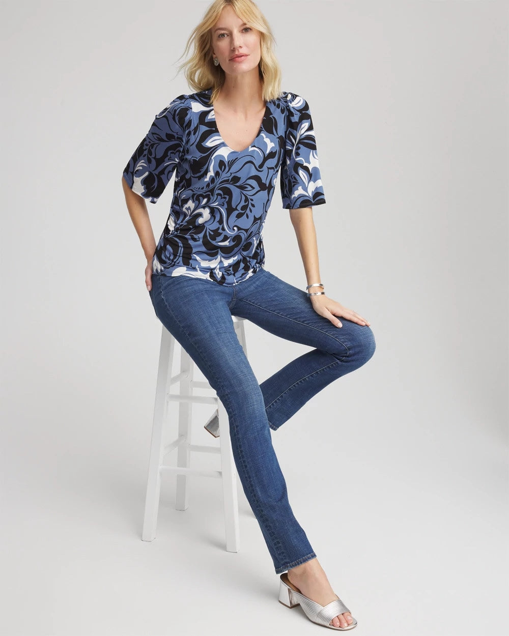 Stretch-Knit Flutter-Sleeve Tee - Chico's