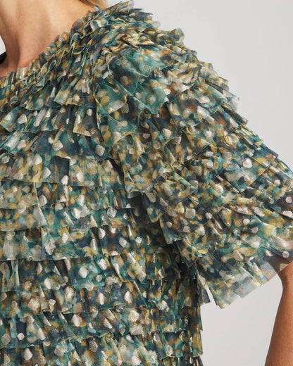 Foiled Mesh Ruffle Crop Tee - Chico's