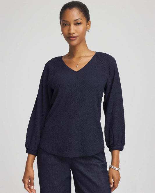 Textured Raglan V-Neck Top - Chico's