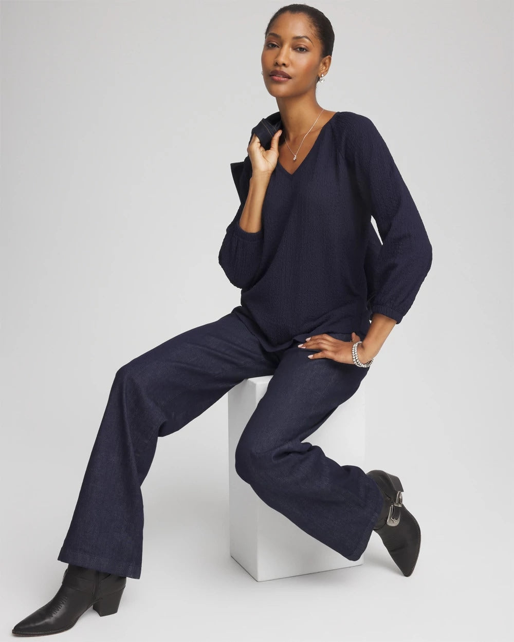 Textured Raglan V-Neck Top - Chico's
