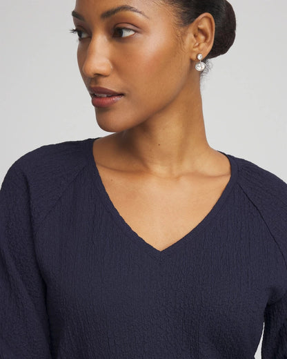 Textured Raglan V-Neck Top - Chico's