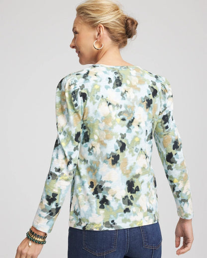 Printed Slub Puff-Sleeve Tee - Chico's