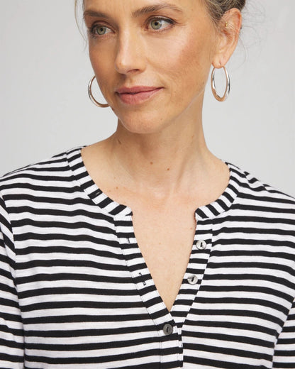 Striped Slub Splitneck Henley Tee - Chico's