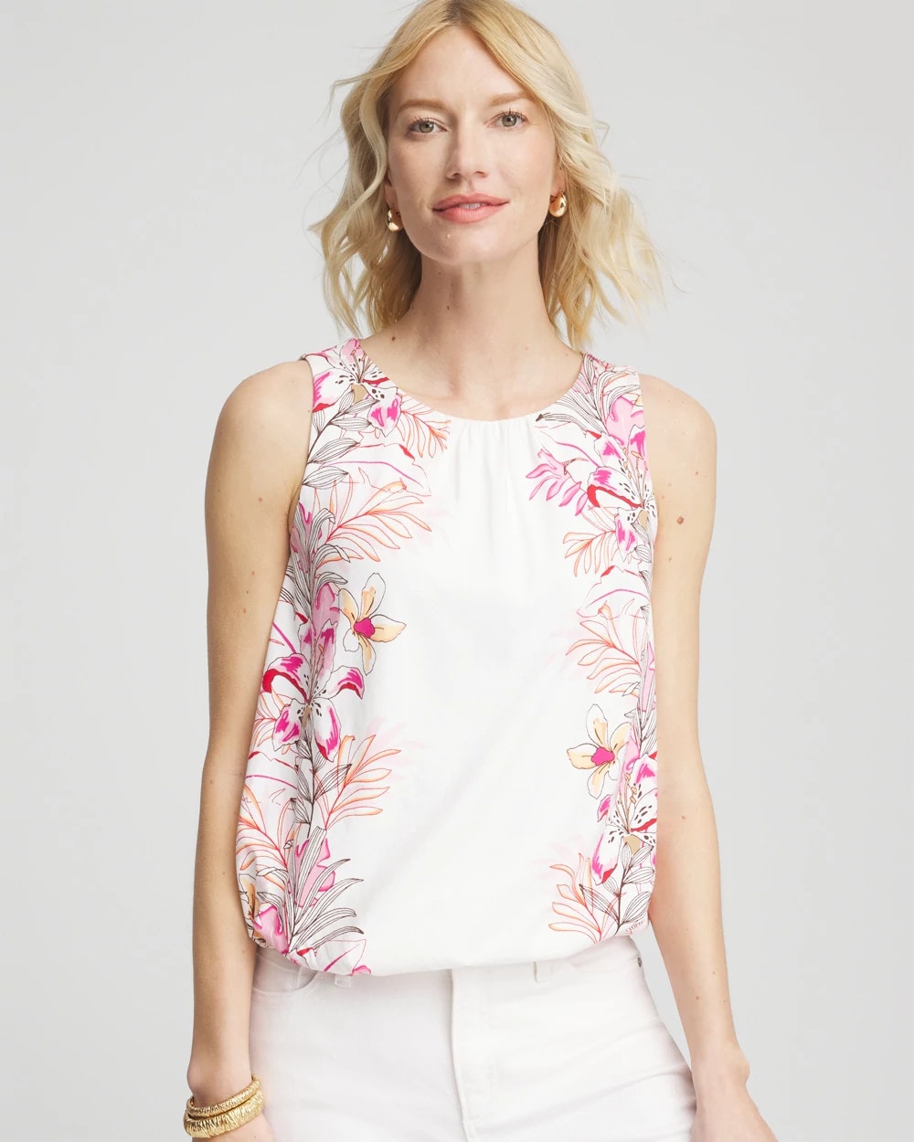 Tropical Floral Bubble Hem Tee - Chico's