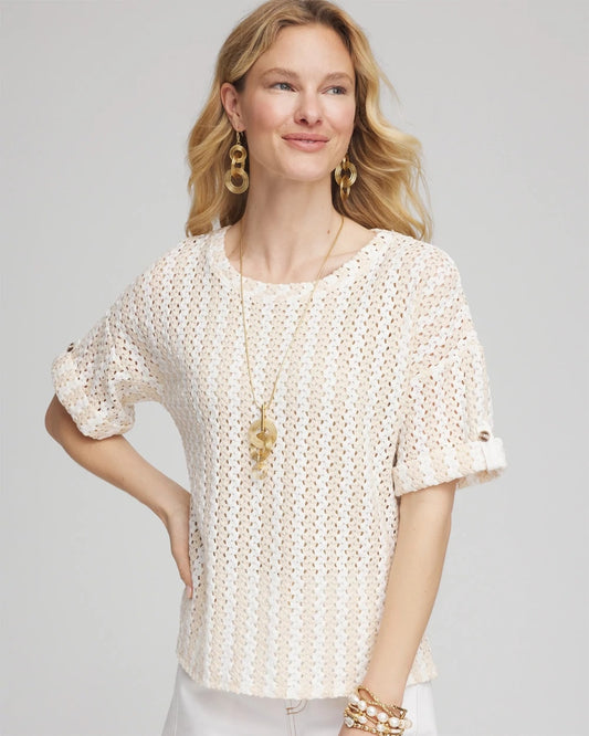 Textured Roll Cuff Tee - Chico's