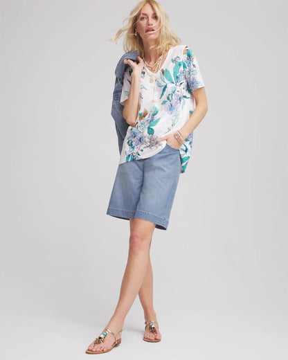 Floral Short Sleeve Forward-Seam Tee - Chico's