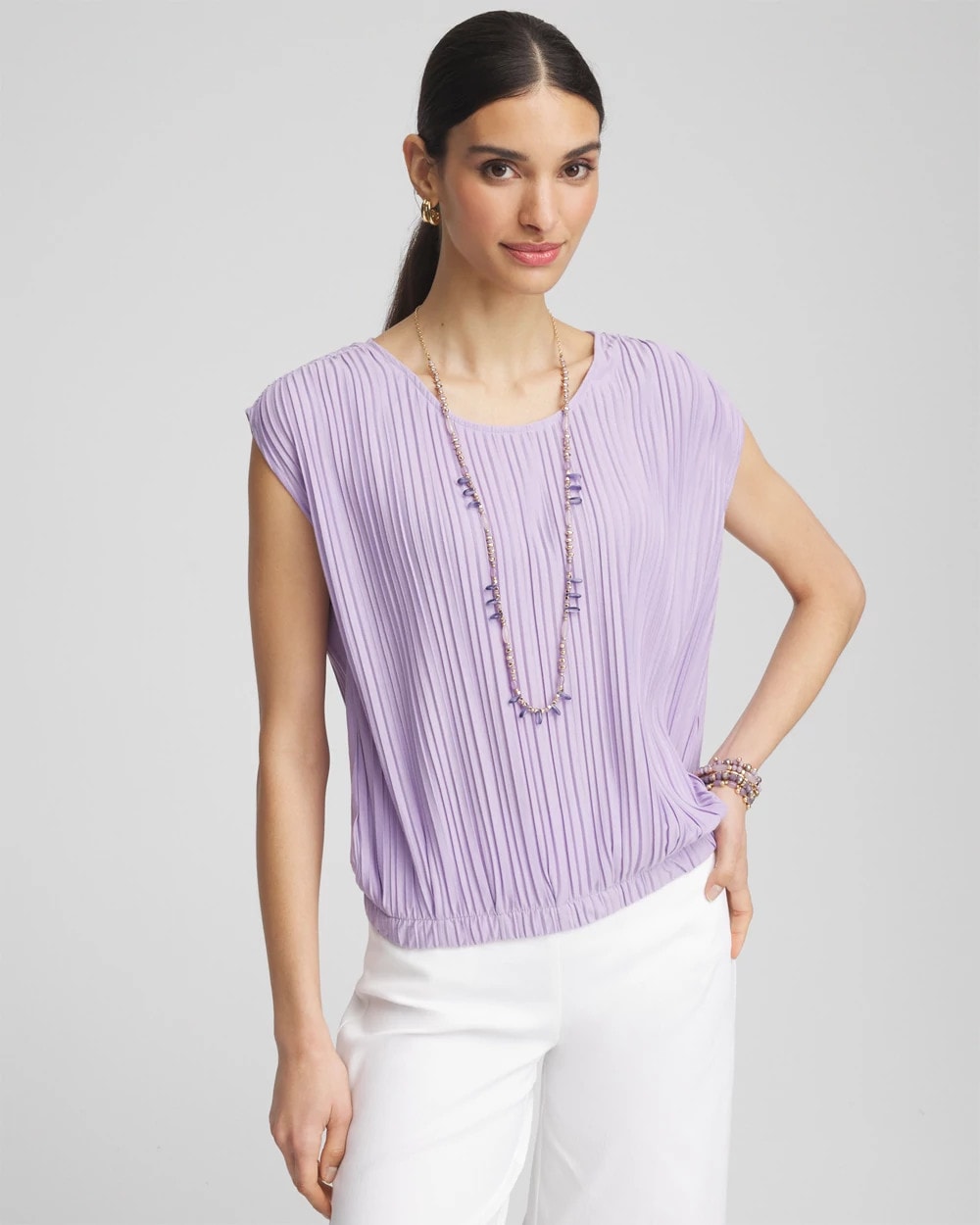 Pleated Bubble-Hem Tee - Chico's