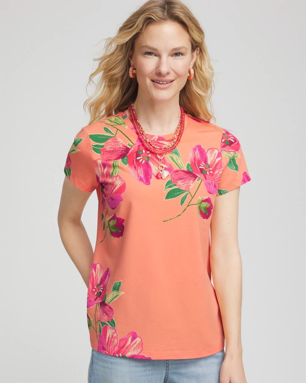 Floral Cap-Sleeve Tee - Chico's