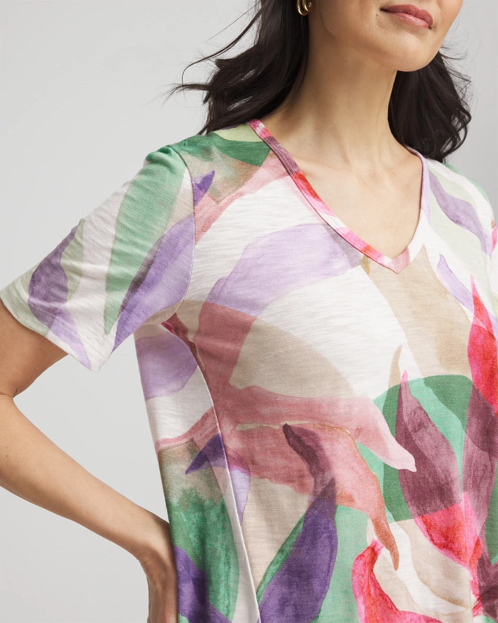 Floral Short Sleeve Forward-Seam Tee - Chico's