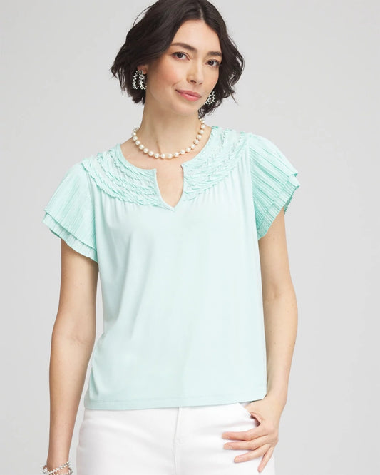 Touch of Cool™ Layered Pleated Flutter Tee - Chico's
