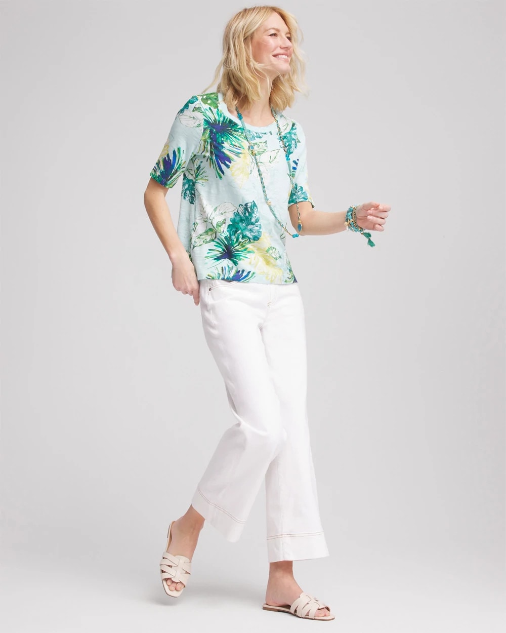 Island Print Slub Short-Sleeve Tee - Chico's