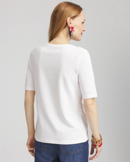 Flag Embellished Knit Tee - Chico's