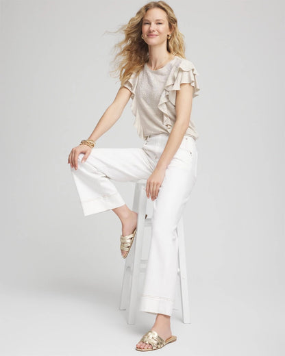 Embroidered Flutter-Sleeve Tee - Chico's