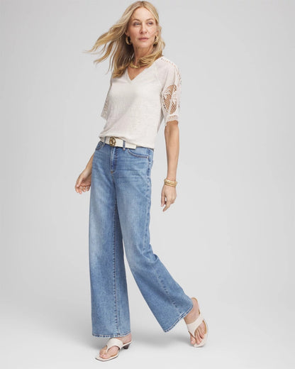 Linen Crochet Lace Short Sleeve Tee - Chico's