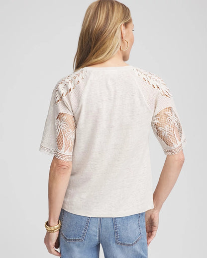 Linen Crochet Lace Short Sleeve Tee - Chico's