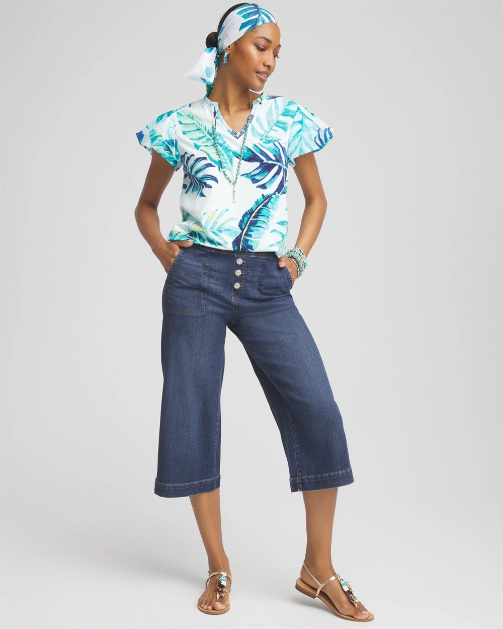 Notch Neck Cap Sleeve Tee - Chico's