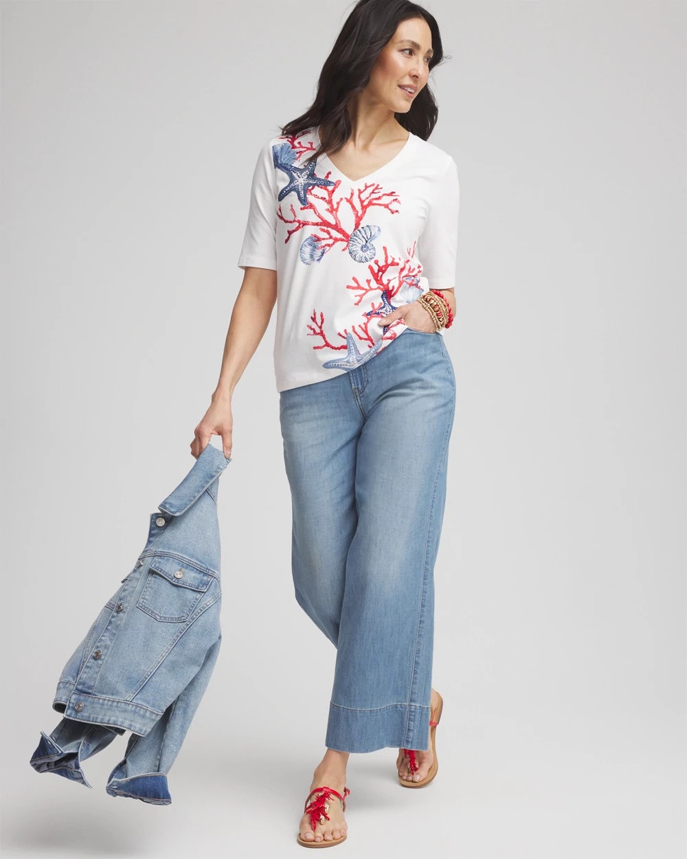 Coral Print V-Neck Perfect Tee - Chico's