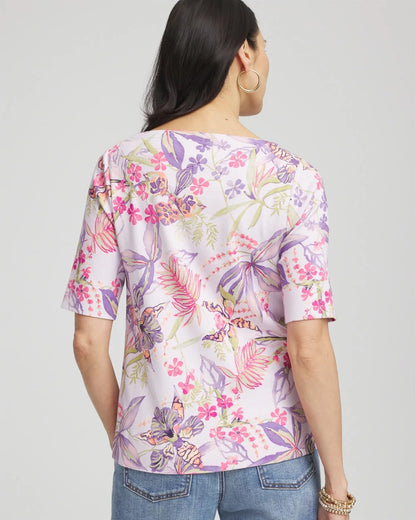 Tropical Floral Pima Tee - Chico's