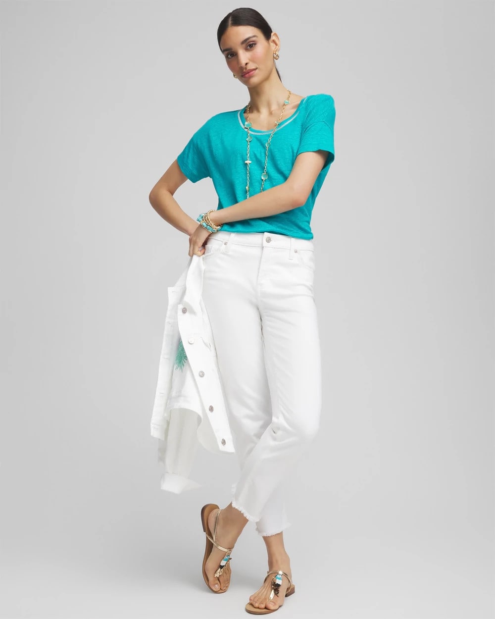 Sweater Trim Linen Tee - Chico's