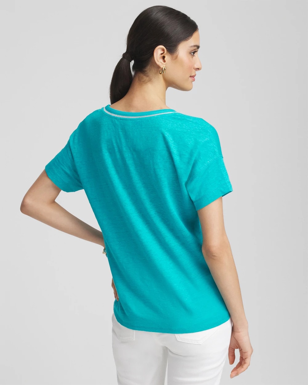 Sweater Trim Linen Tee - Chico's