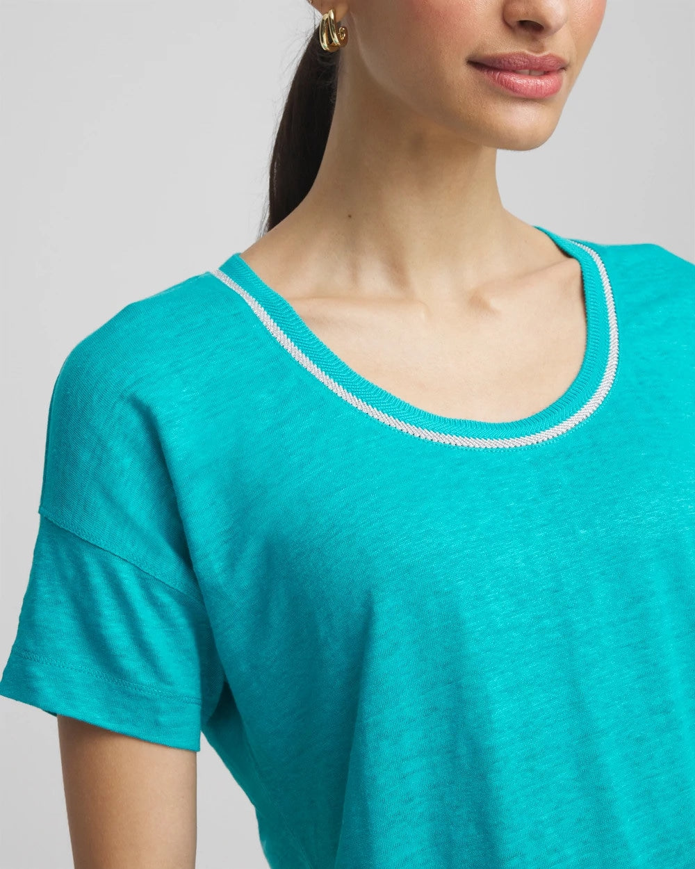 Sweater Trim Linen Tee - Chico's