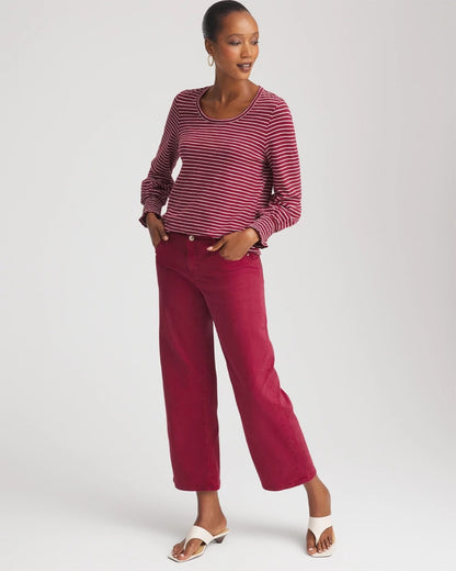 Smocked-Sleeve Cotton-Slub Tee - Chico's