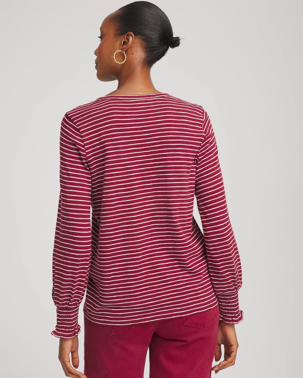 Smocked-Sleeve Cotton-Slub Tee - Chico's