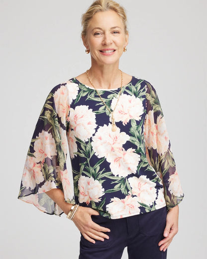 Georgette Angel-Sleeved Top - Chico's