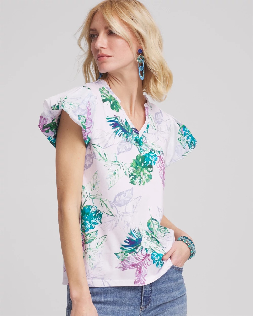 Notch Neck Cap Sleeve Tee - Chico's