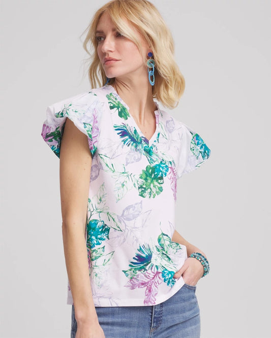 Notch Neck Cap Sleeve Tee - Chico's