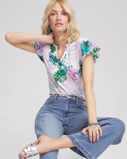 Notch Neck Cap Sleeve Tee - Chico's