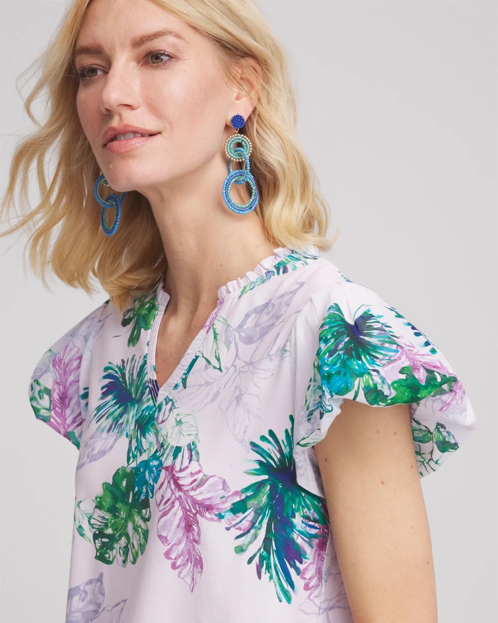 Notch Neck Cap Sleeve Tee - Chico's