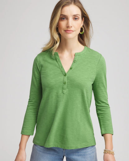 Cotton Slub Henley Shirt - Chico's