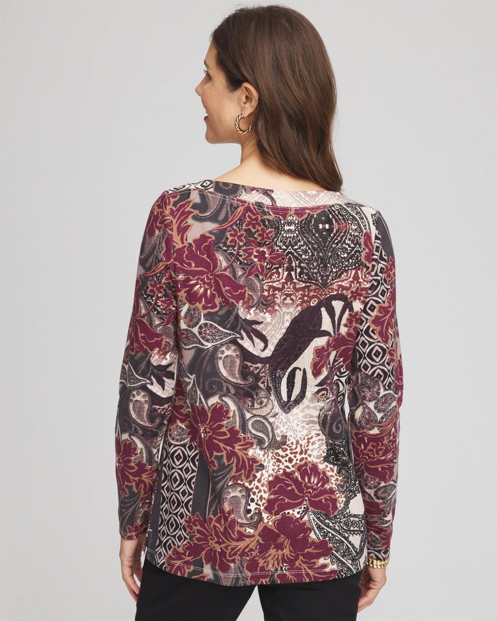 Printed Pima Cotton Bateau-Neck Tee - Chico's