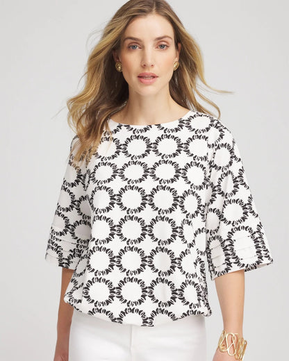 Geo Print Boatneck Bubble-Hem Top - Chico's